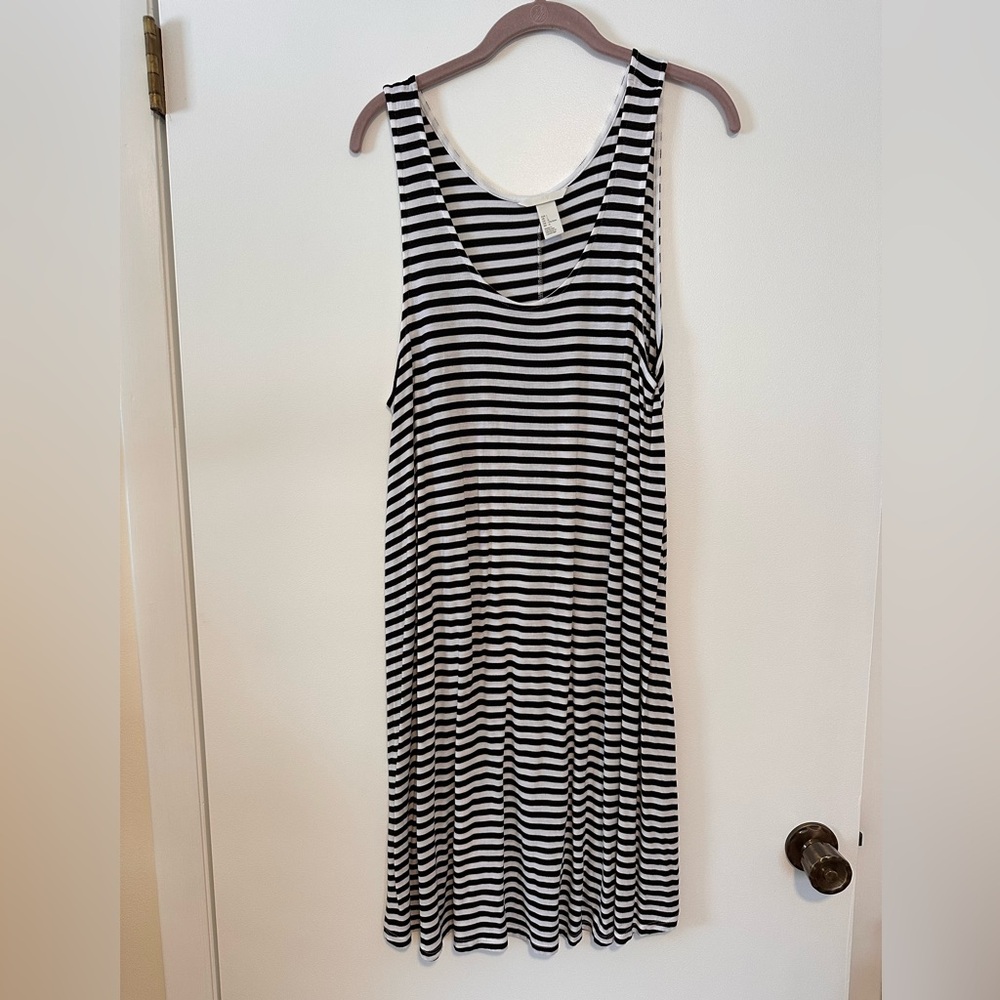 H&M Black and White Striped Tank Dress